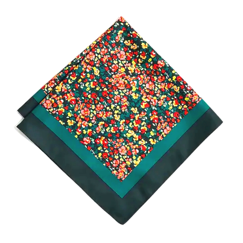J. Crew Silk Like Square Floral Green Scarf NWT